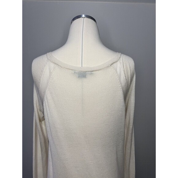 Vince Women's Size Small Sweater Wool Silk Blend Lightweight Cream Scoop Neck - Picture 5 of 7